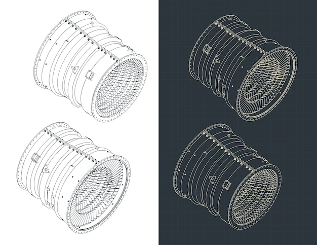 compressor stator case from turbo jet isometric drawings