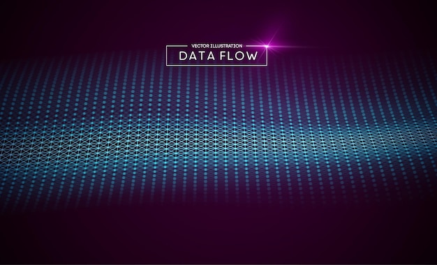 Computer data flow background. Vector EPS 10. Big data network technology wave.