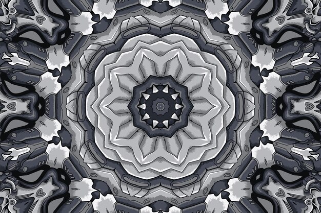 Computer generated seamless kaleidoscope flower pattern illustration