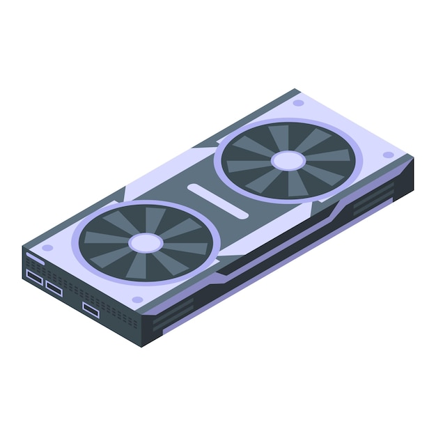 Computer graphic card icon Isometric of computer graphic card vector icon for web design isolated on white background