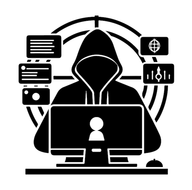 computer hacker silhouette vector illustration
