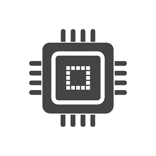 Computer Hardware Components Parts and Devices Featuring Central Processing Unit CPU Vector Style
