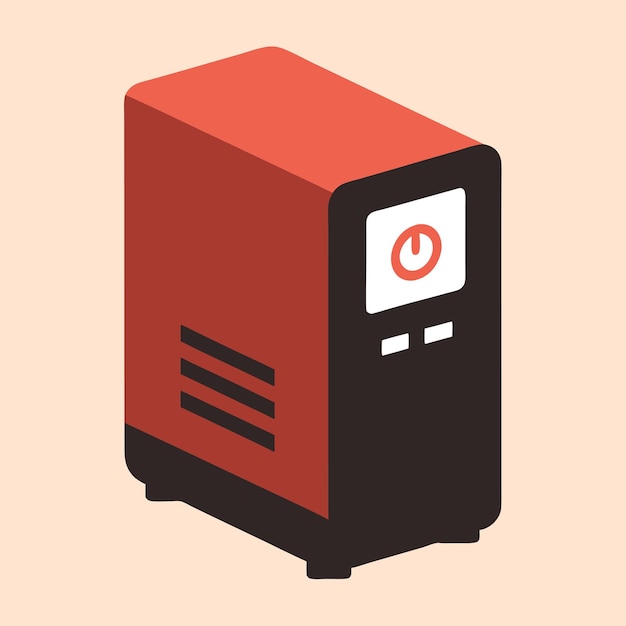 computer hardware components parts and devices featuring computer cabinet case vector style design