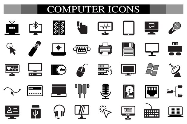 Computer icon set Computer network website server web design monitor tablet and laptop icons