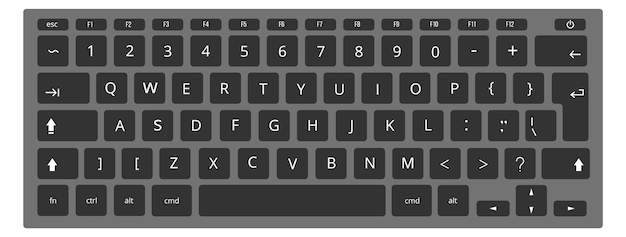 computer keyboard black template typing buttons view