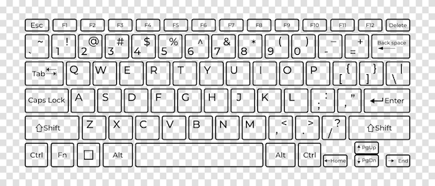 Computer keyboard button layout template with letters for graphic use Vector illustration