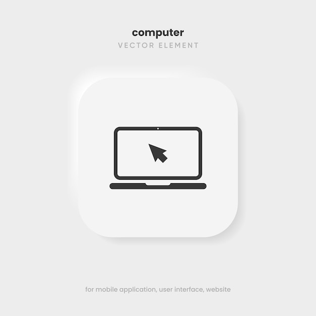 Computer laptop flat icon symbol with cursor sign on white background vector eps10