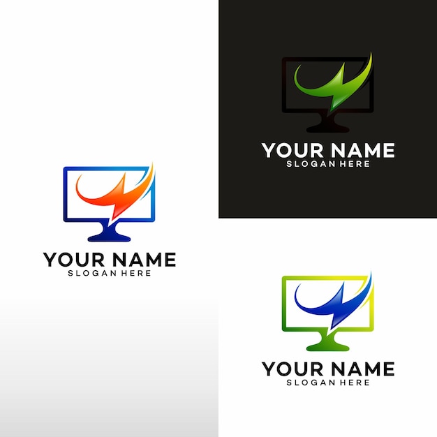 Computer logo design Software development vector design Desktop service design