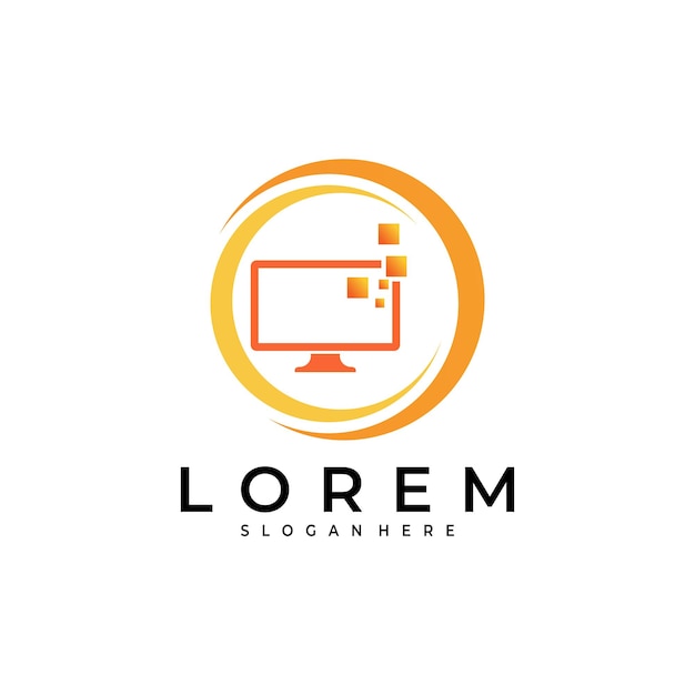 Computer logo vector design template