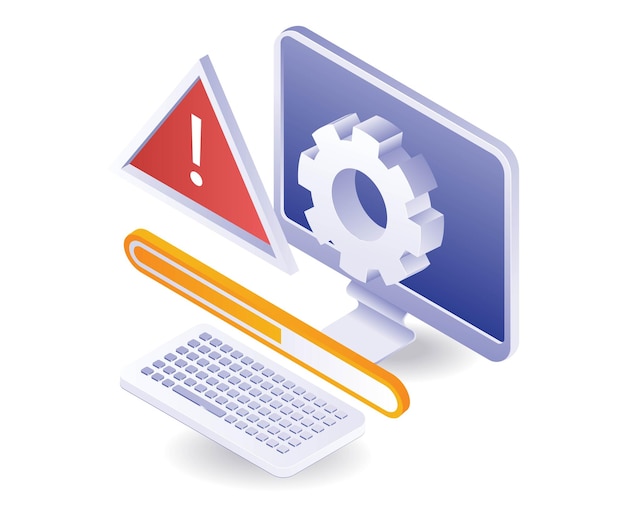 Computer management maintenance system isometric illustration