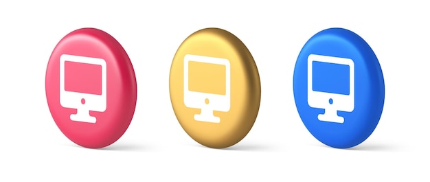 computer monitor connection button cyberspace digital technology 3d realistic icons