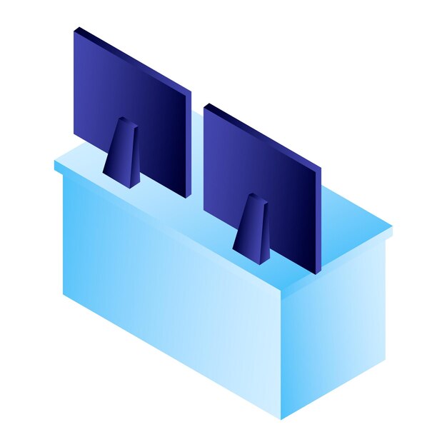 Computer monitor on table icon Isometric of computer monitor on table vector icon for web design isolated on white background