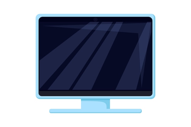 computer monitor with black screen. desktop monitor isolated on white background. cartoon vector illustration