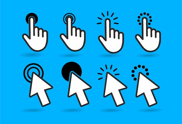 Computer mouse click cursor Pointer cursor Cursors icons click set Clicking cursor pointing hand
