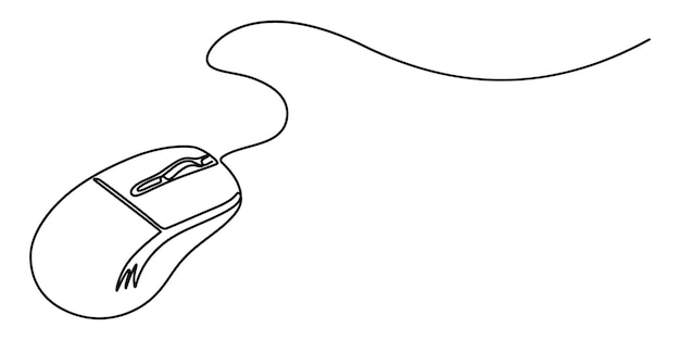 Computer Mouse line icon Drawn continuous one line computer mouse logo Vector illustration Comput