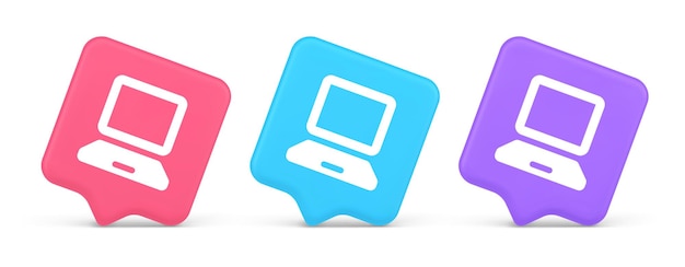 Computer network connection button digital information browsing 3d realistic icon