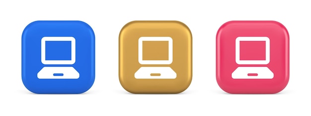Computer network connection button digital information browsing 3d realistic icons