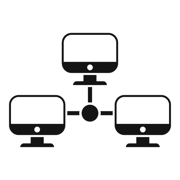 Computer network data icon simple vector Router dark processor