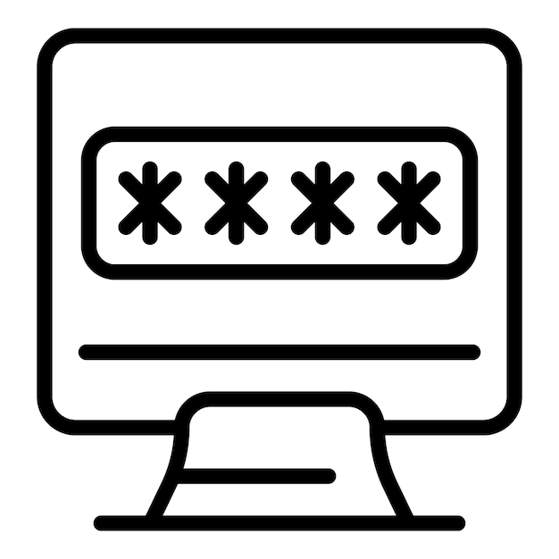 Computer password icon outline vector System lock Secure cyber