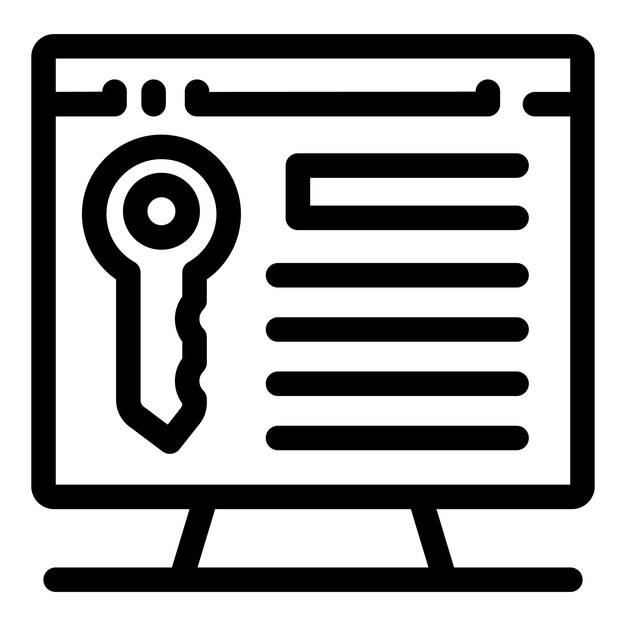 Computer screen displaying key representing secure website login