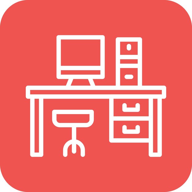 Computer Table vector icon illustration of Interior iconset