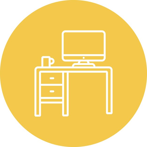 Computer Table Vector Illustration Style