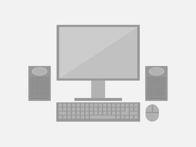 computer technology mouse monitor vector flat