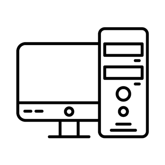 computer tower line illustration