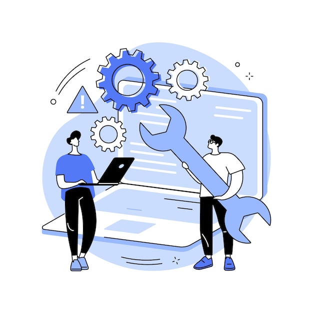 Computer troubleshooting abstract concept vector illustration