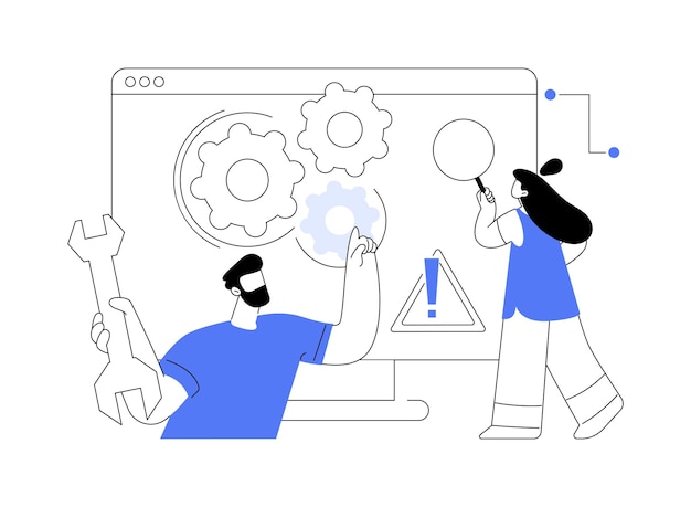 Computer troubleshooting abstract concept vector illustration