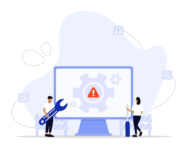 Computer troubleshooting concept illustration