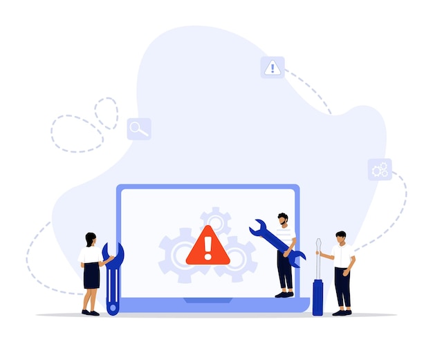 Computer troubleshooting concept illustration