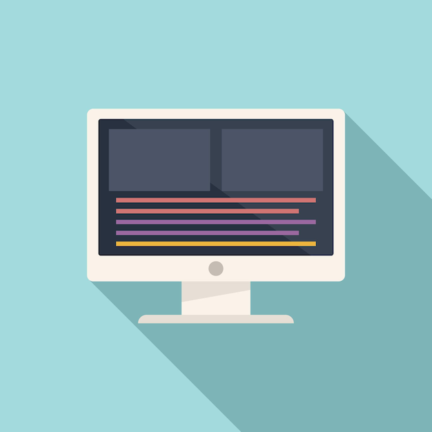 Computer video edit icon flat vector Design production Audio film editor