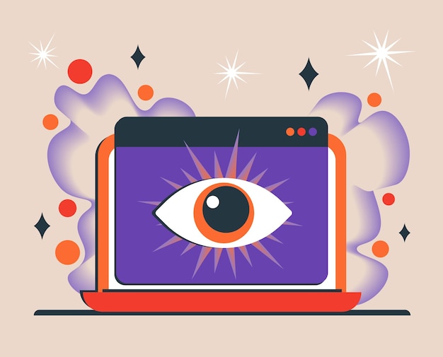 Computer with Dialog box with a web page Retro vaporwave landing page Perfect vector graphics