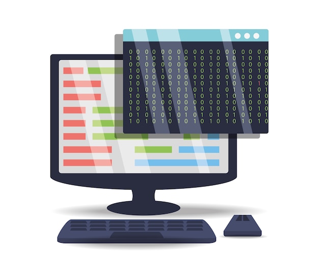 computer with programming coding on screen