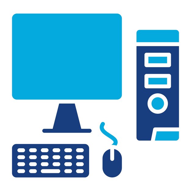 Computer Workstation Duotone Illustration