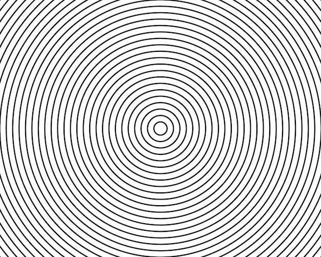 Concentric black and white circles background Ripples texture epicenter sun burst radar signal