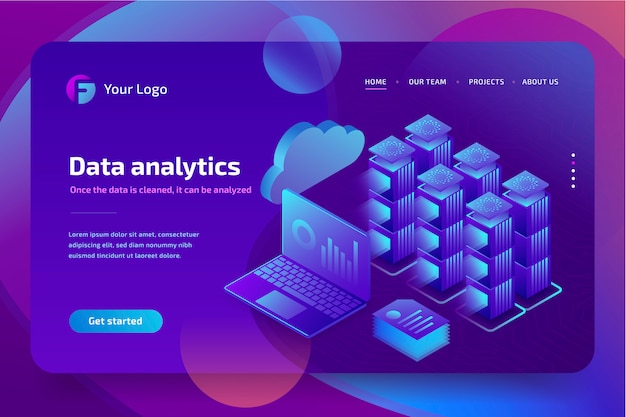 concept business analytics of data financial graphs or diagrams, landing page template.  isometric