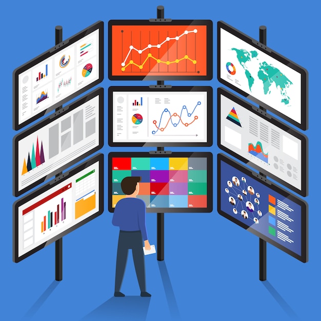   concept businessman analysis digital data.  illustrate