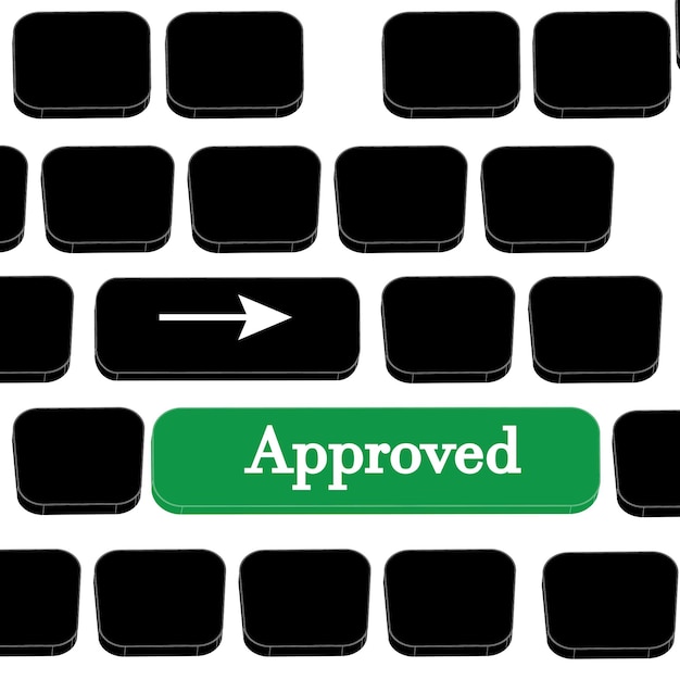 Concept meaning conveys a commercial message using graphics Keyboard keyDigital Display Advertising Keyboard key marker Approved vector design