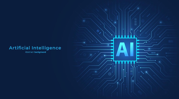 Concept of Artificial intelligence AI chip processor on circuit motherboard Modern futuristic design background Machine learning and innovation Vector illustration