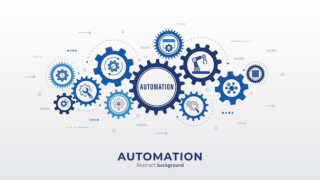 Concept of Automation and IOT software Automation icon with Rotating mechanism of round parts AI Technology and innovation background Enhanced productivity and improvements Vector illustration