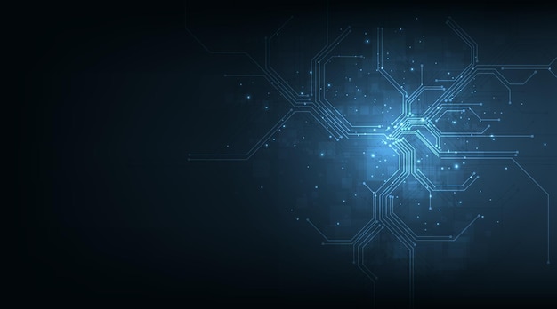 Concept of Circuit board electronic on dark blue color background