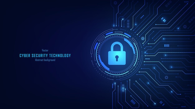 Concept of cybersecurity and data protection Padlock on a futuristic circuit background Data privacy and internet security Modern secure technology innovation background Vector illustration
