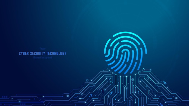 Concept of data privacy and security Fingerprints on a futuristic circuit background Fingerprint and biometric authentication for cybersecurity and passwords Data protection Vector illustration