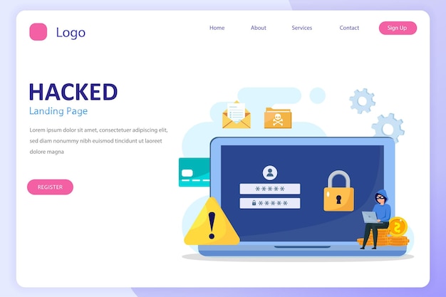 Concept of hacker attack personal privacy data hacking and stealing email and money Vector