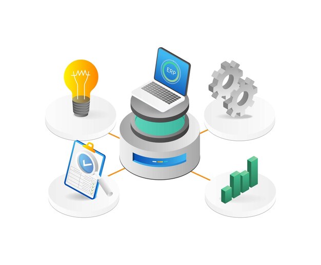 Concept of software development Isometric 3d vector illustration
