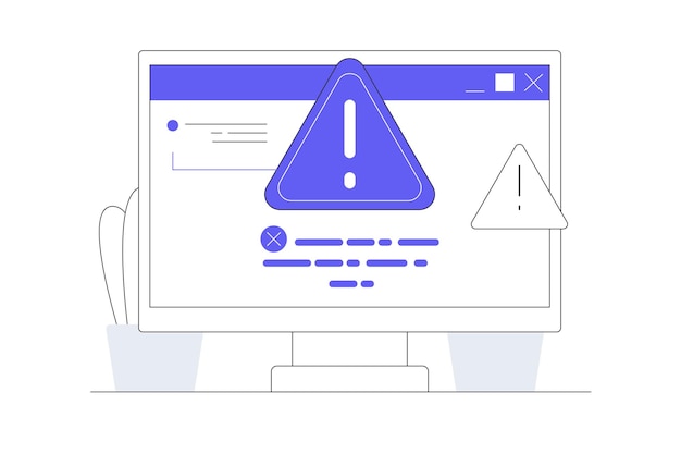 Concept of system error software problem or system failure security warning hardware error web