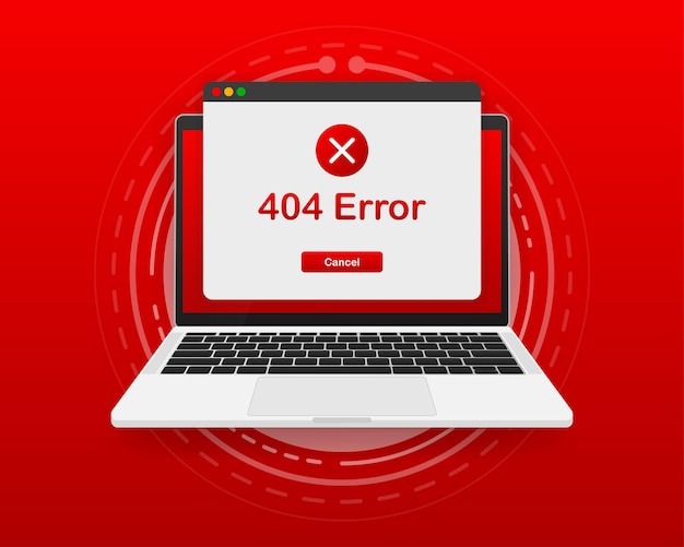 Concept operating system error warning for web page on screen computer. 404 error web page. Error warning window operating system. Vector illustration.