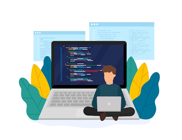 concept programming coding website and application development